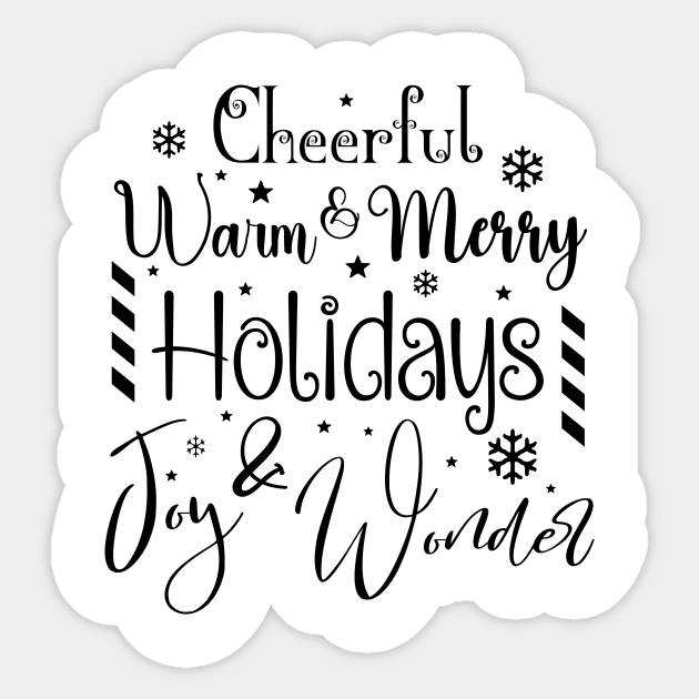 Cheerful Warm & Merry Holidays in Dark Font Sticker by Wizardbird